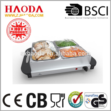 200W STAINLESS STEEL 3-PAN LARGE BUFFET FOOD SERVER & WARMER HOT PLATE TRAY