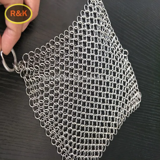 2017 NEW Stainless steel chain mail mesh cleaner kitchen iron cost scrubber