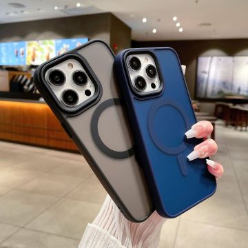 Étui de téléphone mat à amortisseur magnétique pour iPhone 11/12/13/14/15 Pro Max et iPhone 16 Couverture magnétique