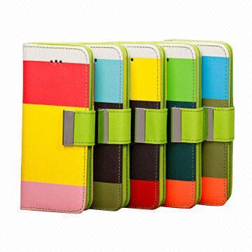 PU Leather Case for iPhone 5C, Wallet Design, Anti-dirt and Waterproof, More Colors are Available
