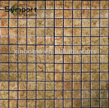 23*23mm factory price 3D inkjet bedroom ceramics design brown rustic mosaic in tile for sale
