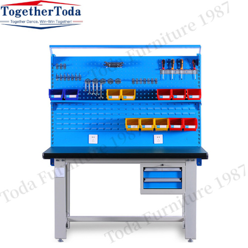 Metal workbench with drawers for hanging tools