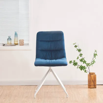 Luxury Blue Velvet Office Chair - Tufted Back