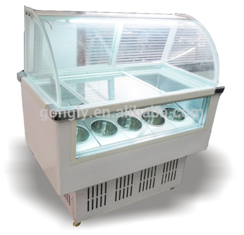 Glass Door Chest Freezer Refrigerated Ice Cream Showcase