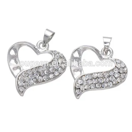 22*20mm silver plated full diamond hollow heart buddha pendant