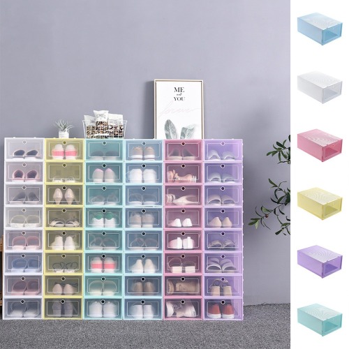 Kotak Penyimpanan Kasut Lipat Plastik Stackable Shoe Organizer