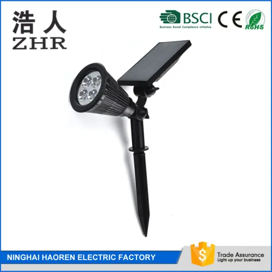 Two gears light induction 2W 250 Lux black solar led garden light