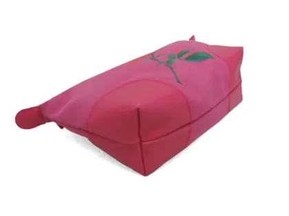 Pink flower printed zipper pouch canvas makeup bag cosemtic