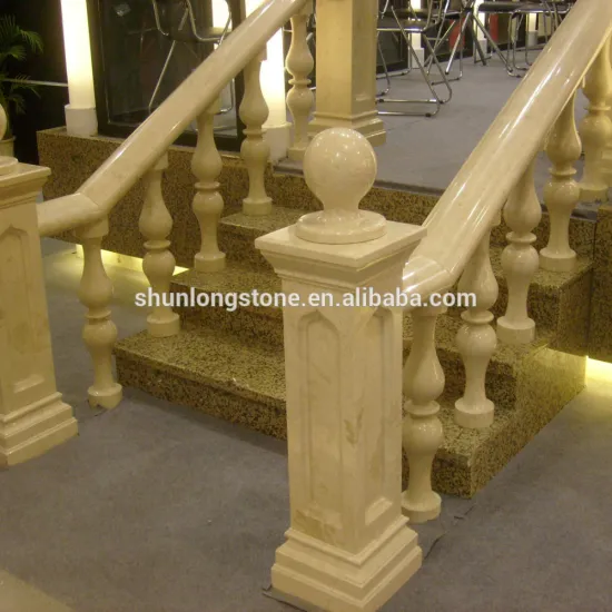 Beige marble balustrade & handrail,stone railing