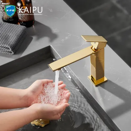 Gold bathroom faucet single hole