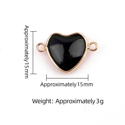 Yellow Jade Love Heart Double Hole Gold Connector for DIY Making Jewelry