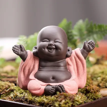Ceramic Buddha Figurine Tea Pets - Happy Maitreya Buddha Statue Accessories