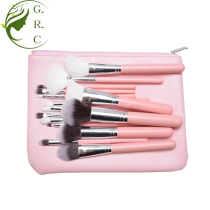Pink Round Cosmetics Makeup Bruhes Set
