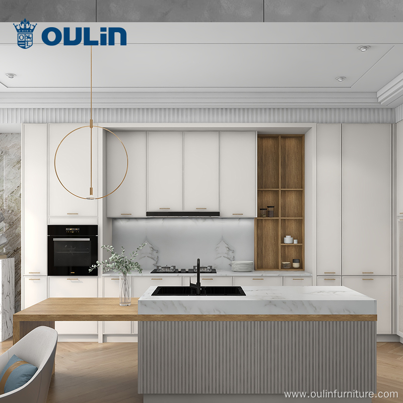 Luxury European design lacquer kitchen cabinets with island