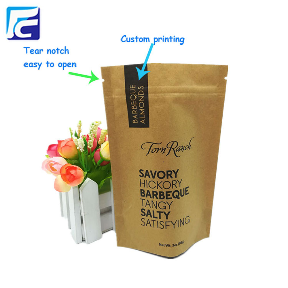 Stand up zipper kraft paper coffee bag wholesales
