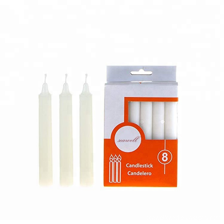 Unscented 6 White Sticktaper Candles Set Of