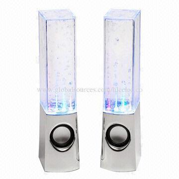 Water Dancing Speakers with LED Flash Lighting, Sized 63 x 51 x 220mm