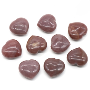 Strawberry Quartz 30MM Love Heart Gemstone for Home Decoration Handmade Craved