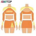 Elite Orange Kurzarm-Cheer-Uniformen für Wettbewerbe