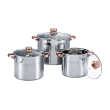 Stainless steel stock pot with golden anti-scald handle