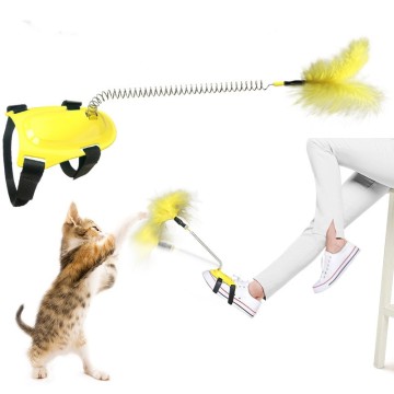 Cat Teaser Stick Colorful Feathers Toy