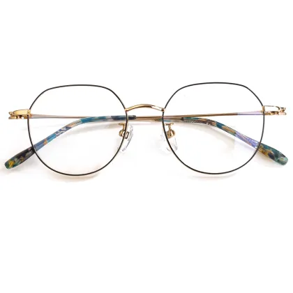 High-End Oval B-Titanium Eyeglasses Frames with Acetate Tips - Premium Two-Tone Optical Frames