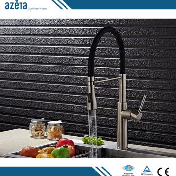European Long Neck Single Handle Water Ridge Brass Pull Out Down Kitchen Sink Faucet