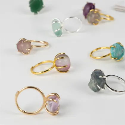 Wholesale Crystal Stone Handmade Mixed Rings for Semi-Precious Stone Crafts