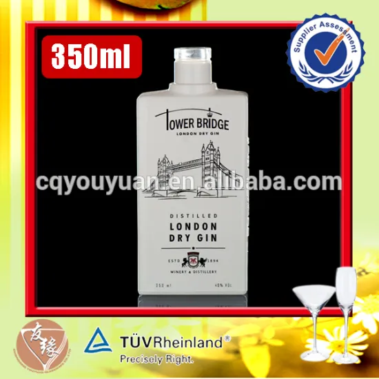 white colored square high quality glass 350ml bottle cork top