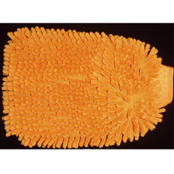 car brushing glove made with microfiber chenille