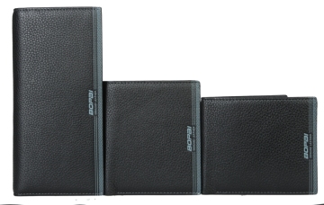 High Quality Cowhide Leather Black Wallet Bag