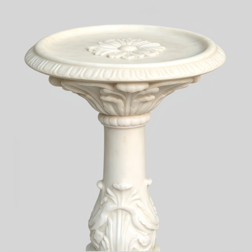 Luxury Carved Face White Marble Candle Holder