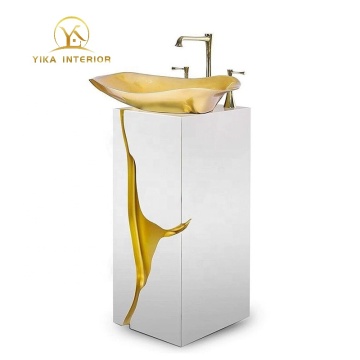 High-End Italian Brass and Stainless Steel Column Bathroom Basin