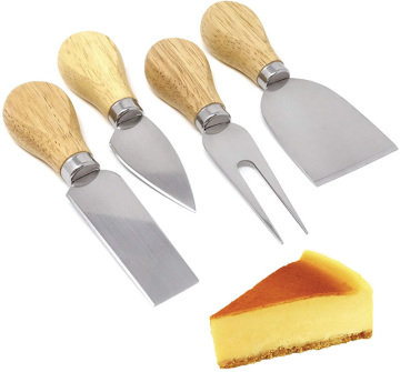 Factory Direct Stainless Steel Cheese Set - 4 Pcs Wood Handle Fork and Knife