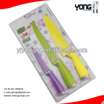 3pcs non-stick coating knife with double injection handle
