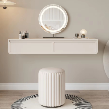 Suspended Solid Wood Dressing Table Desk Storage Solution for Small Apartments