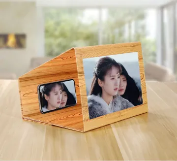 2024 Dropshipping: 12 Inch Desktop Folding HD Video Holder Stand - Wood Bracket and 3D Enlarged Mobile Phone Screen Magnifier Amplifier