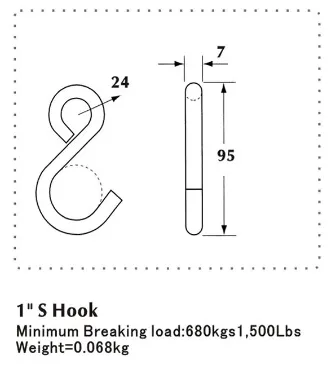 American Type S Hook With Black PVC Coating