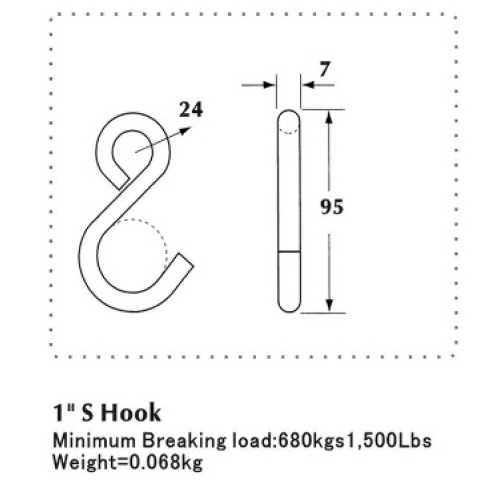 American Type S Hook With Black PVC Coating