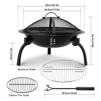 Portable Steel Folding Fire Pits for Outdoor Log Burning Fireplaces