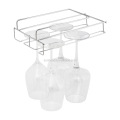 Metal wire under cabinet wine glass holder