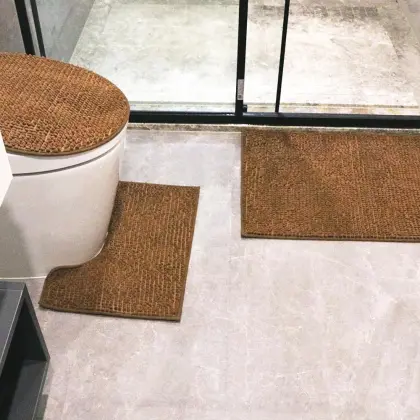 Chenille bathroom mat and toilet mat