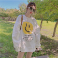 Suéter smiley feminino casual jaqueta solta mulher acolchoada