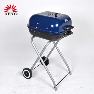 Portable Charcoal Grill Blue Foldable Legs Picnic BBQ Barbecue Grills