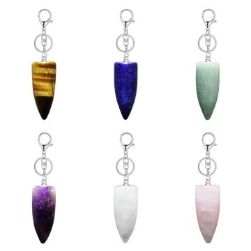 Bullet Shape Healing Pointed Chakra Key Chain Quartz Crystal Stone Charm Bullet Key Ring