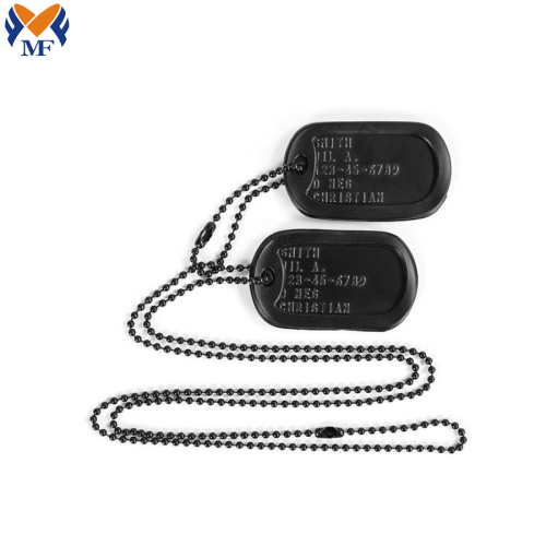 Custom embossed logo black military dog tag