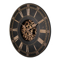 Large Wooden Clock with Gears