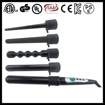 2015 new hair products 5p curling wand iron with ceramic touramline barrels