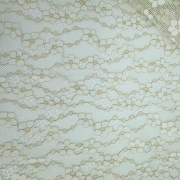 Tessuto di pizzo floreale in nylon con filo metallico