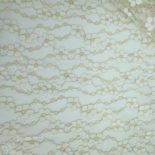 Tessuto di pizzo floreale in nylon con filo metallico